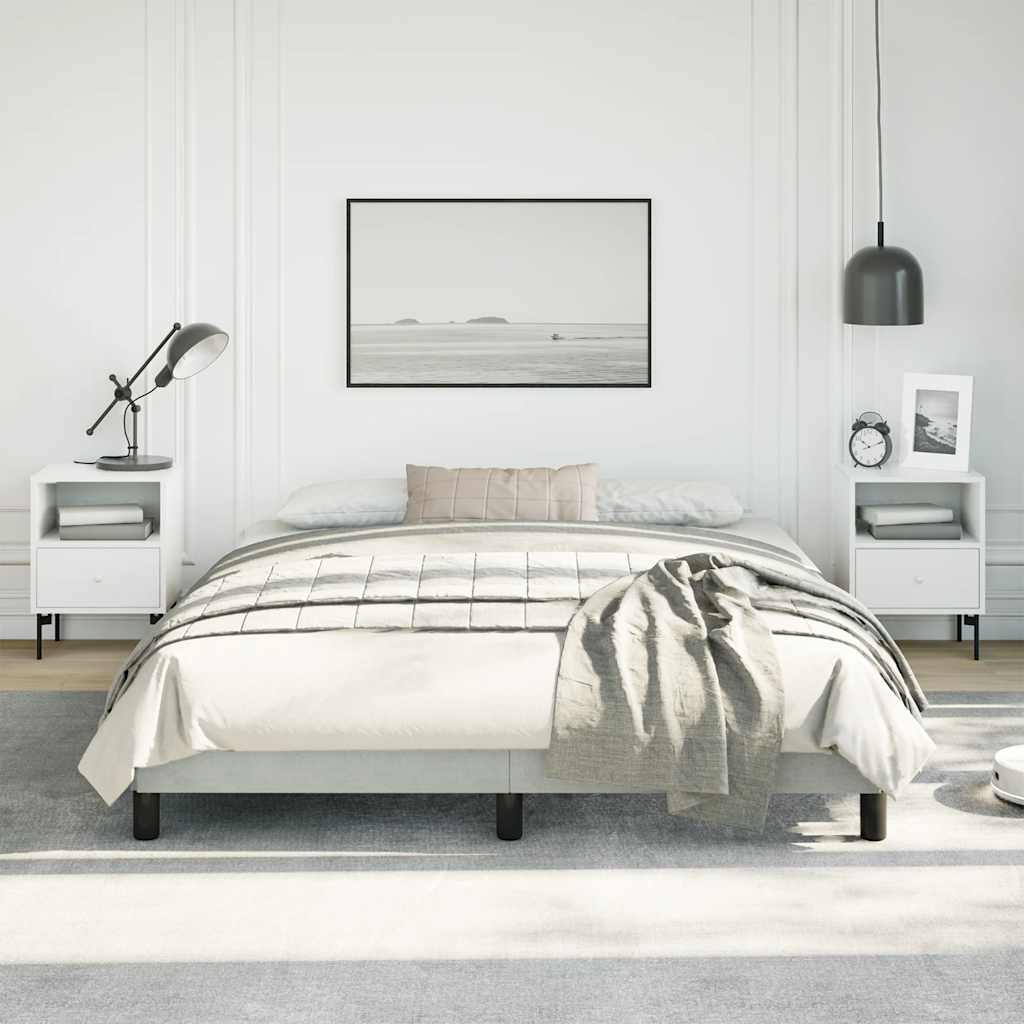 Bed Frame without Mattress Light Gray 59.8"x79.9" Queen Velvet