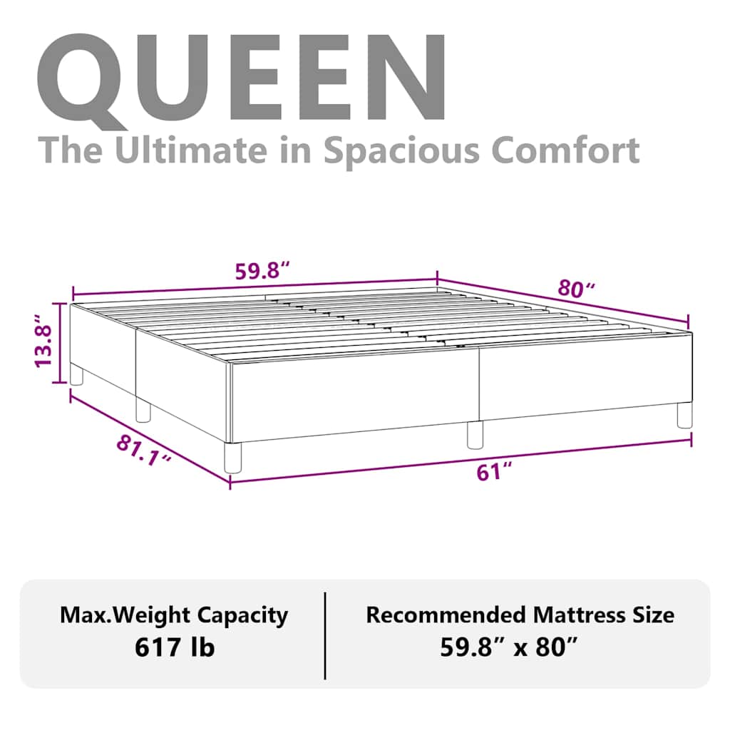 Bed Frame without Mattress Light Grey 152x203 cm Queen Fabric