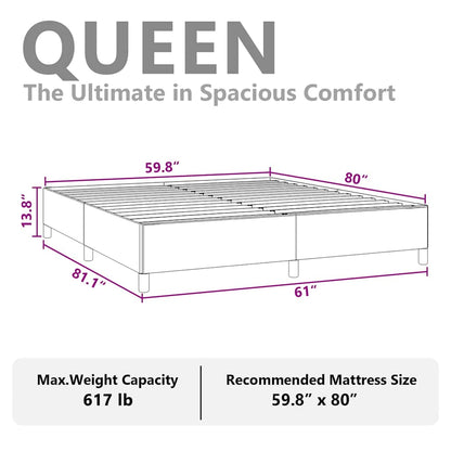 Bed Frame without Mattress Light Grey 152x203 cm Queen Fabric