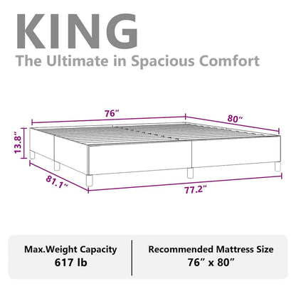 Bed Frame without Mattress Light Grey 193x203 cm King Fabric