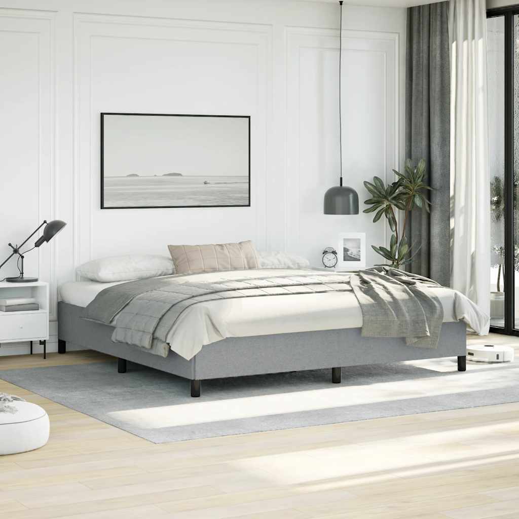 Bed Frame without Mattress Light Gray 76"x79.9" King Fabric