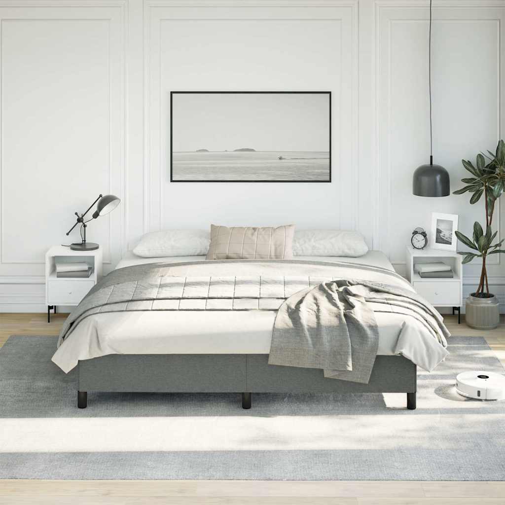 Bed Frame without Mattress Dark Grey 193x203 cm King Fabric