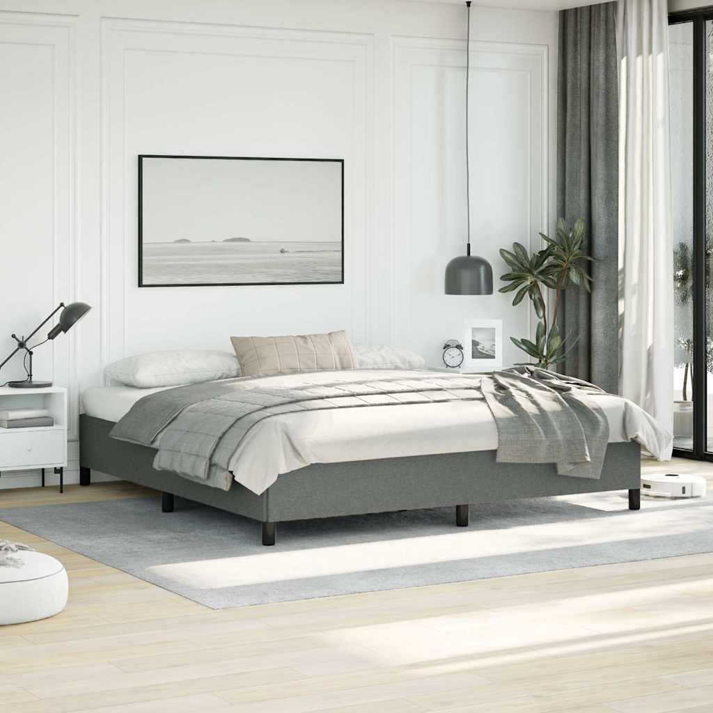 Bed Frame without Mattress Dark Grey 193x203 cm King Fabric