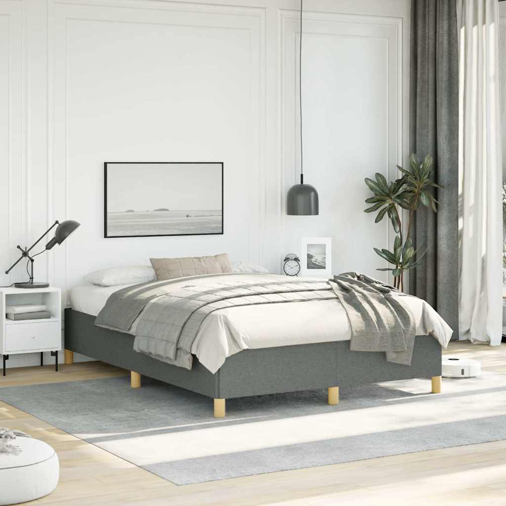 Bed Frame without Mattress Dark Grey 137x190 cm Full Fabric
