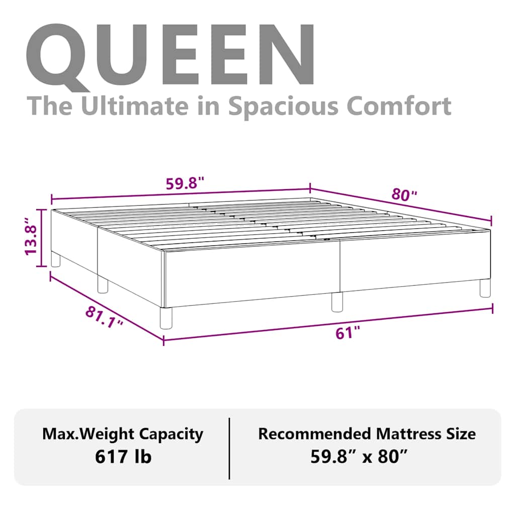Bed Frame without Mattress Dark Grey 152x203 cm Queen Fabric