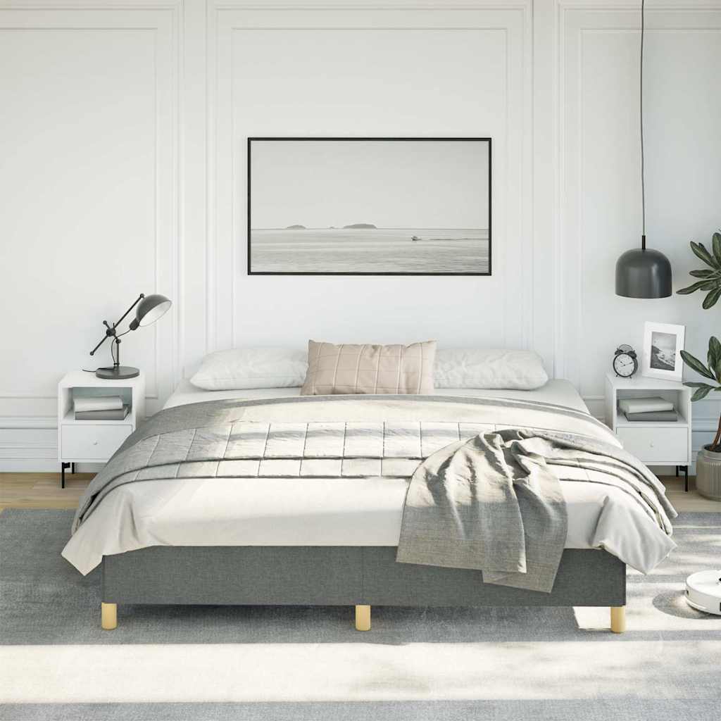 Bed Frame without Mattress Dark Grey 193x203 cm King Fabric