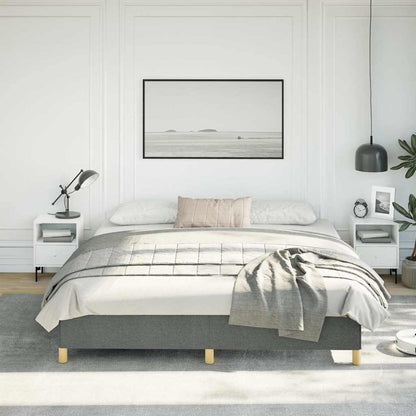 Bed Frame without Mattress Dark Grey 193x203 cm King Fabric