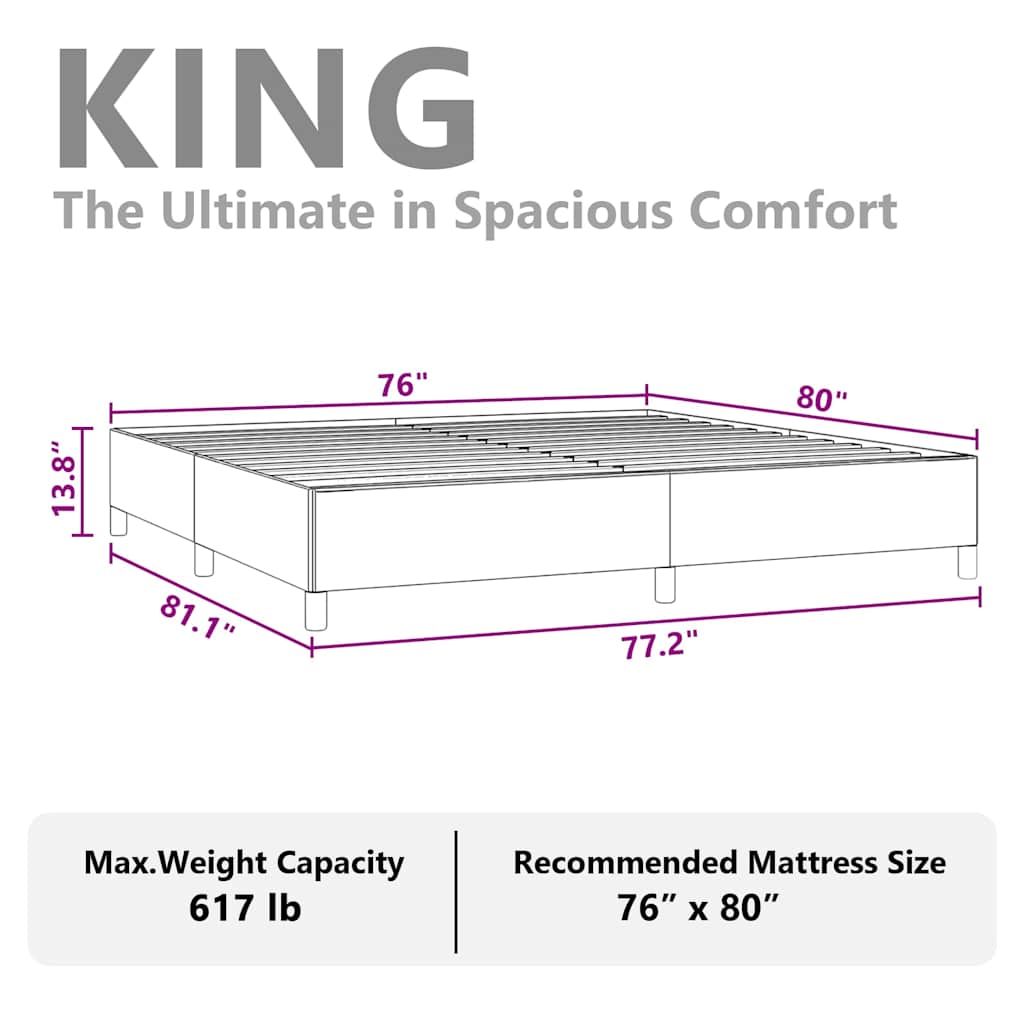 Bed Frame without Mattress Dark Grey 193x203 cm King Fabric