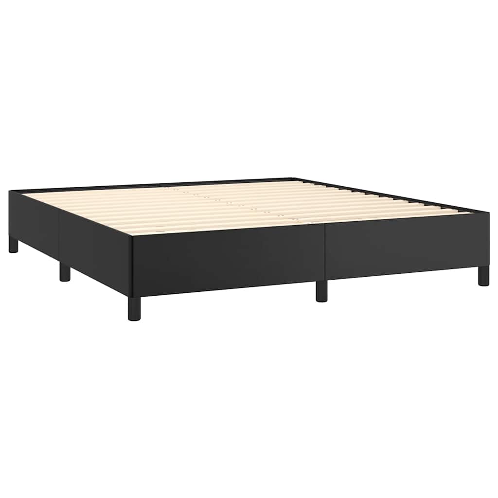 Bed Frame without Mattress Black 59.8"x79.9" Queen Faux Leather