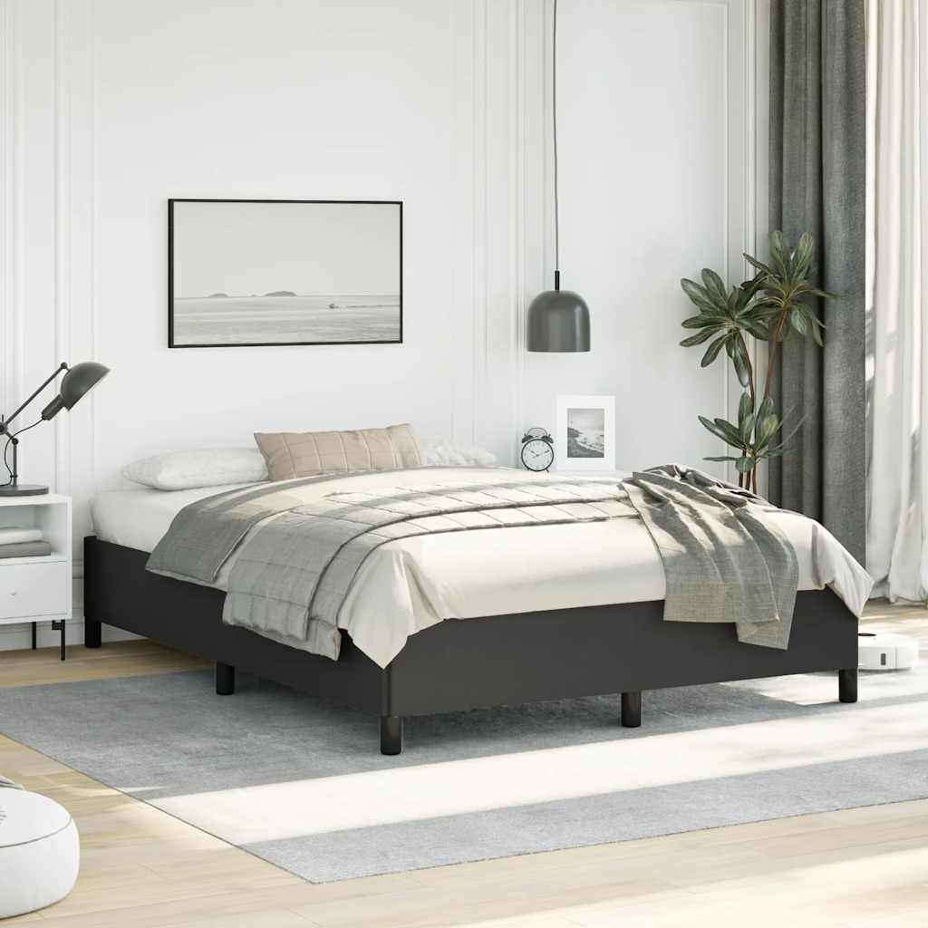 Bed Frame without Mattress Black 59.8"x79.9" Queen Faux Leather