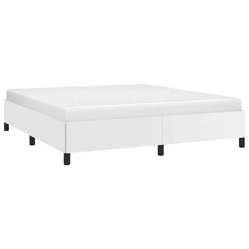 Bed Frame without Mattress White 193x203 cm King Faux Leather