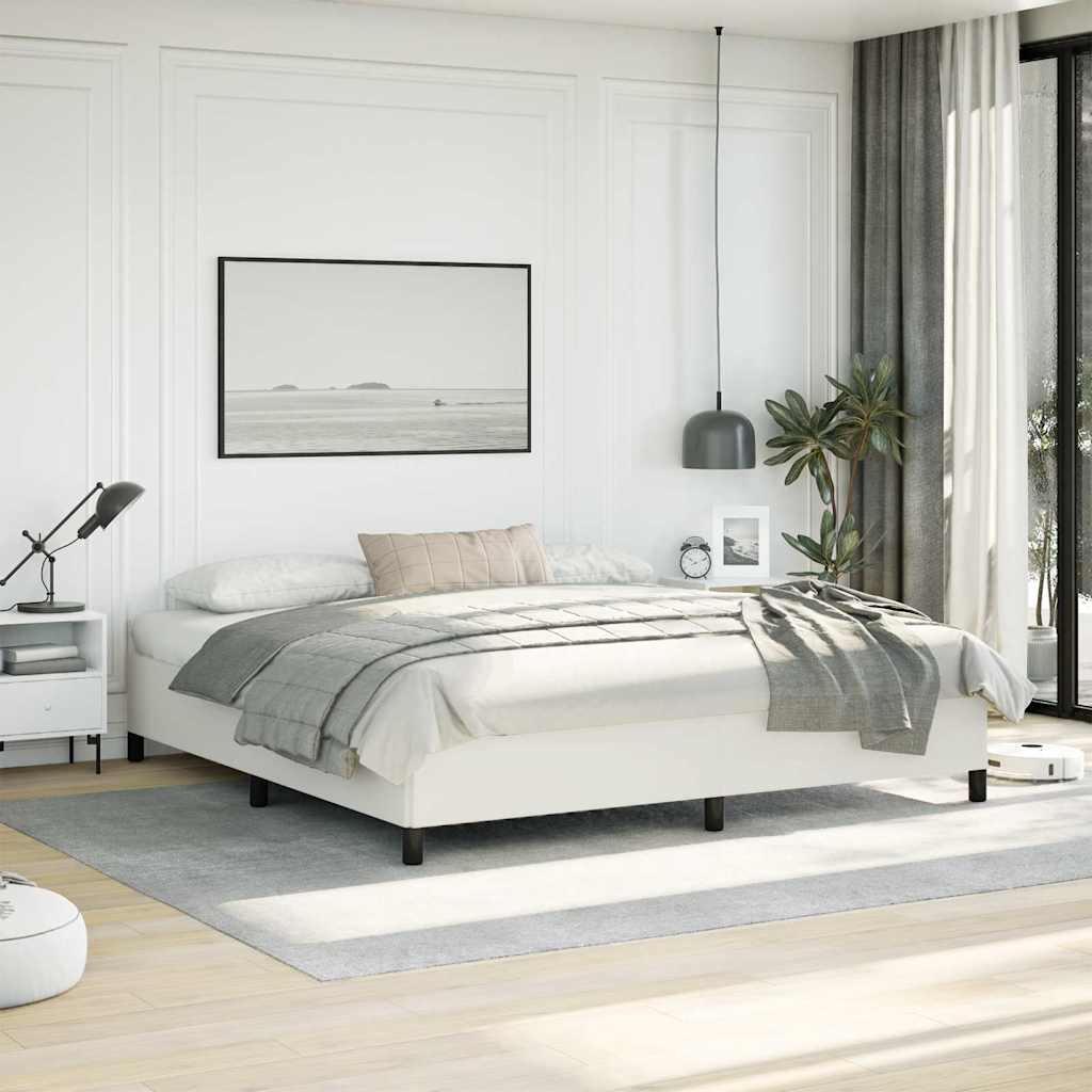 Bed Frame without Mattress White 193x203 cm King Faux Leather