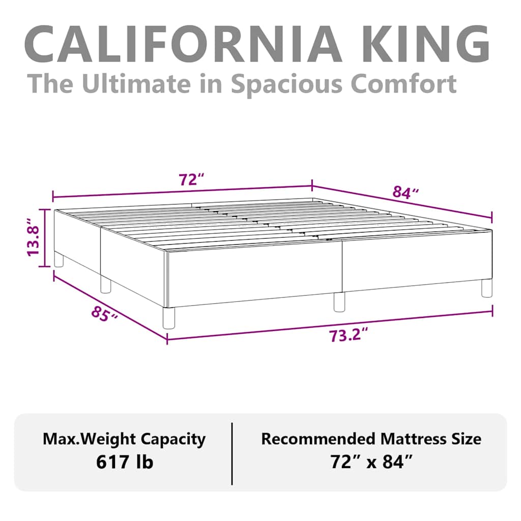 Bed Frame without Mattress White California King Faux Leather