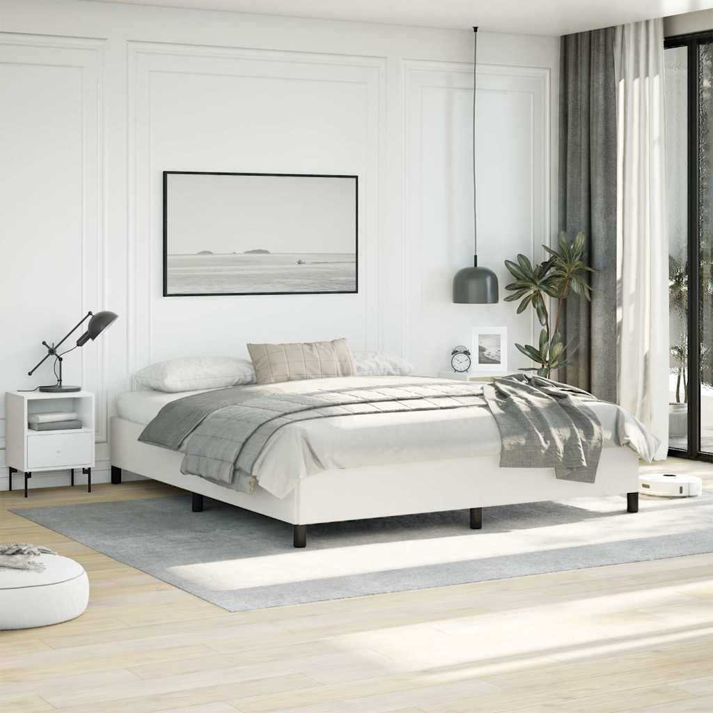Bed Frame without Mattress White California King Faux Leather