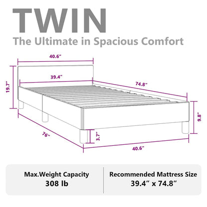 Bed Frame without Mattress Light Grey Twin Fabric