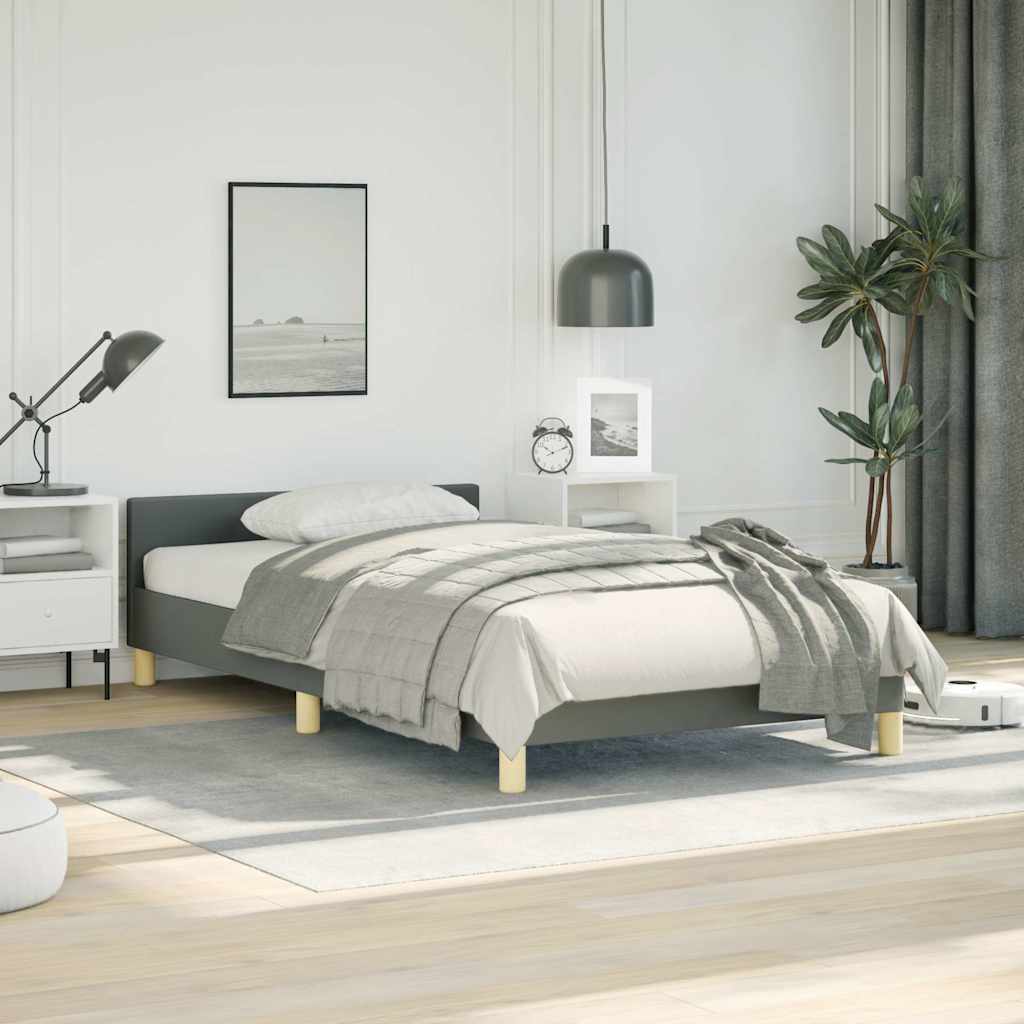 Bed Frame without Mattress Dark Grey Twin Fabric