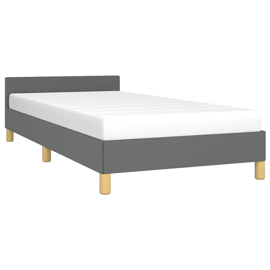 Bed Frame without Mattress Dark Grey Twin Fabric
