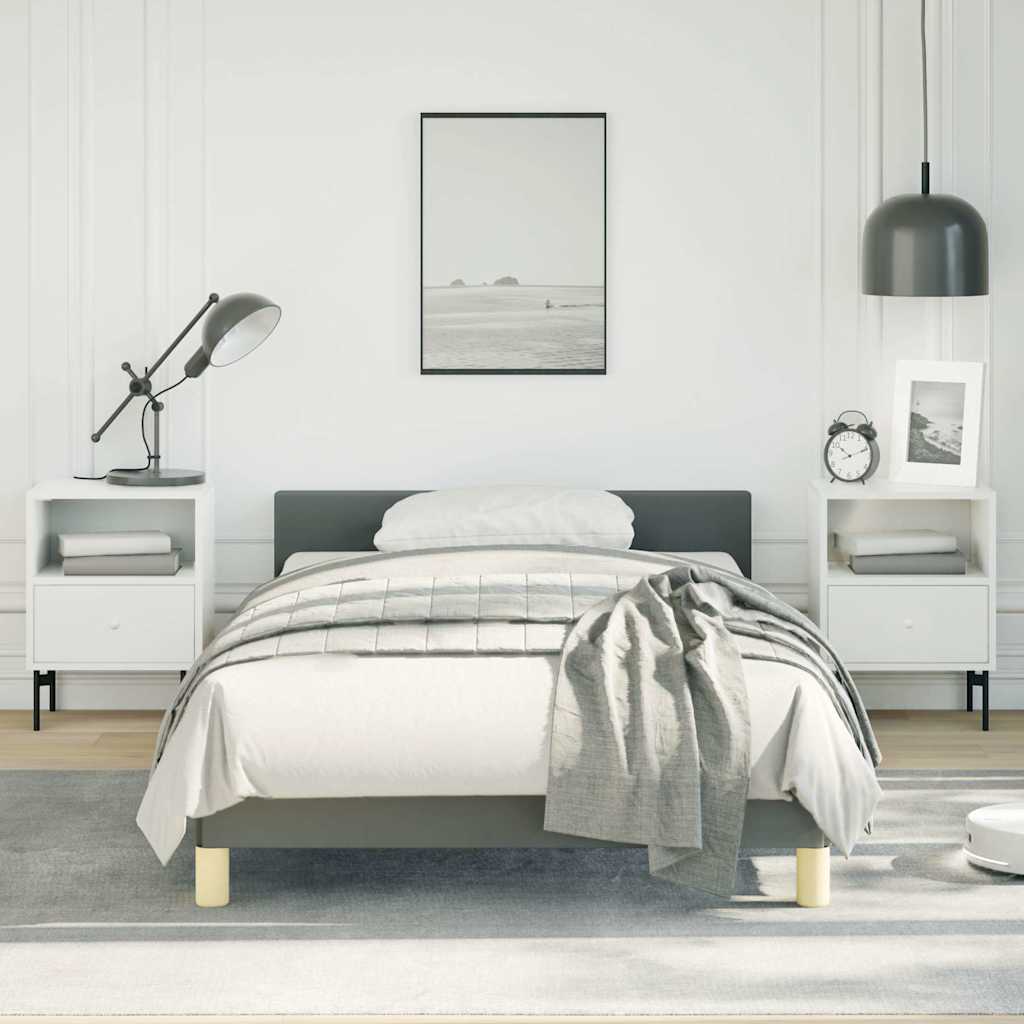 Bed Frame without Mattress Dark Grey Twin Fabric