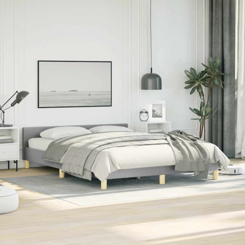 Bed Frame without Mattress Light Grey Full Fabric