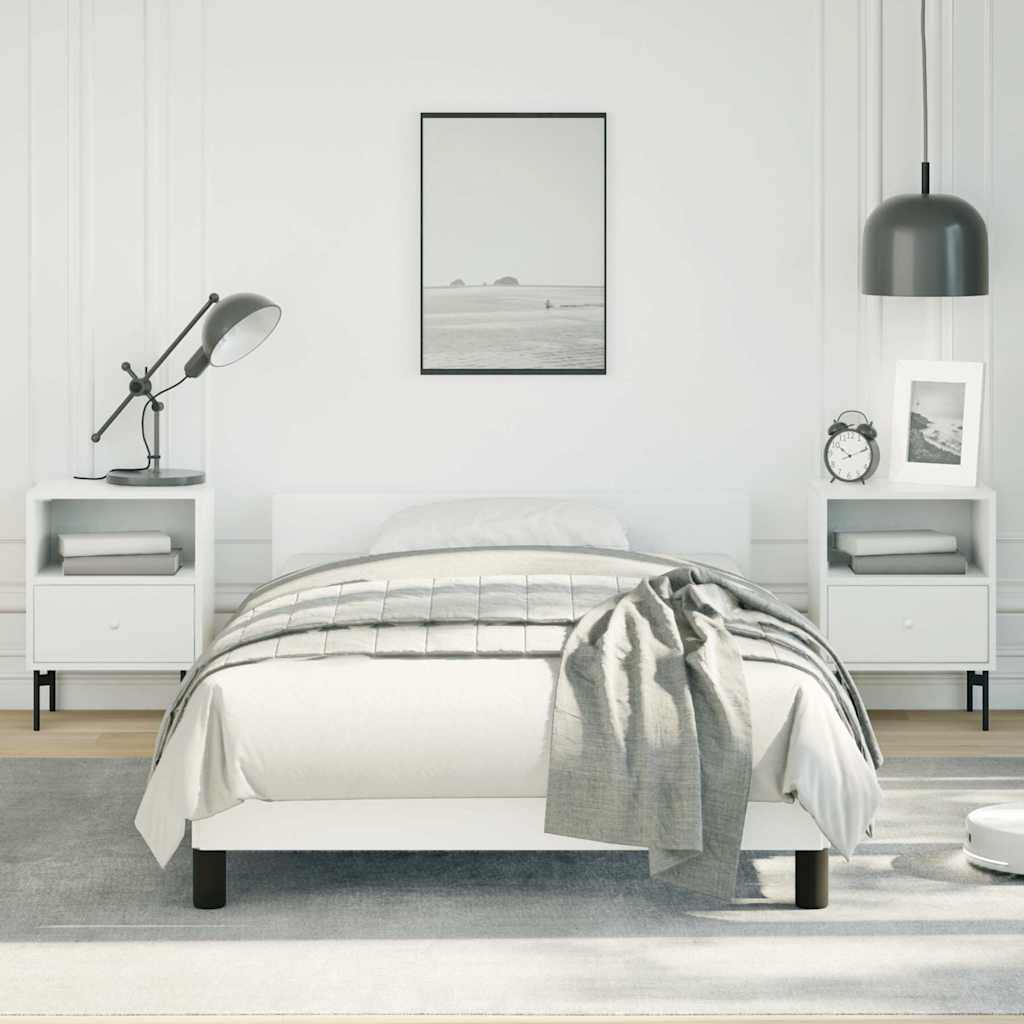Bed Frame without Mattress White Twin Faux Leather