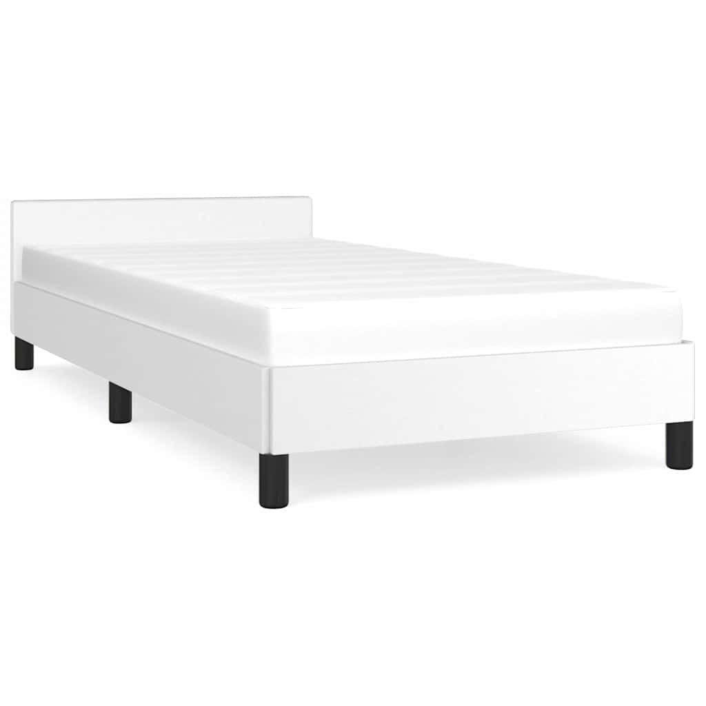 Bed Frame without Mattress White Twin XL Faux Leather