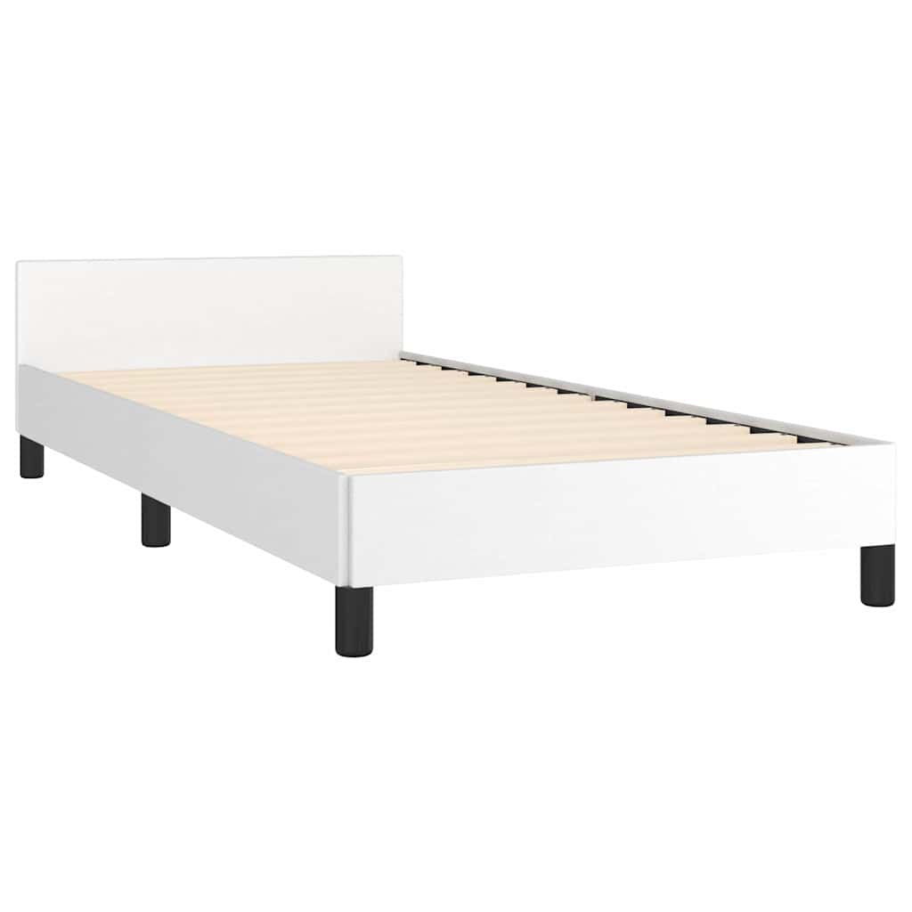 Bed Frame without Mattress White Twin XL Faux Leather