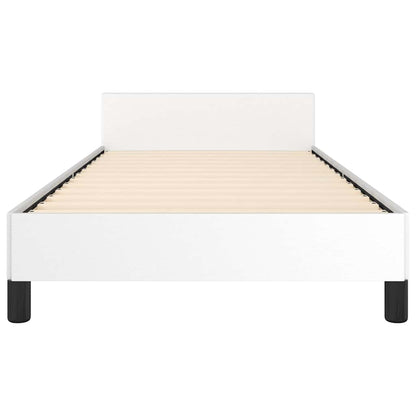 Bed Frame without Mattress White Twin XL Faux Leather