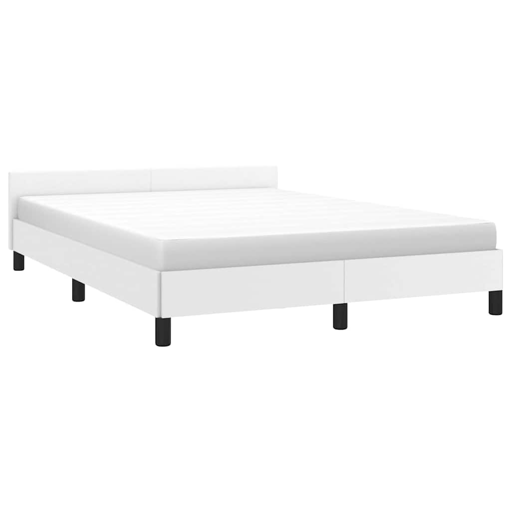 Bed Frame without Mattress White Full Faux Leather