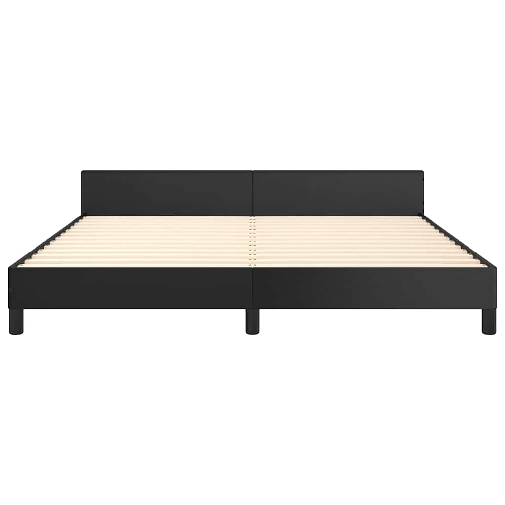 Bed Frame without Mattress Black Queen Faux Leather