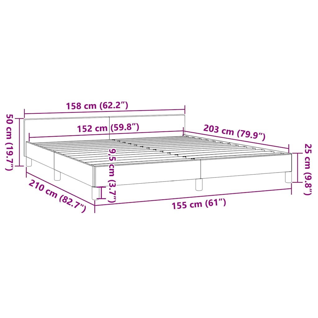 Bed Frame without Mattress Black Queen Faux Leather