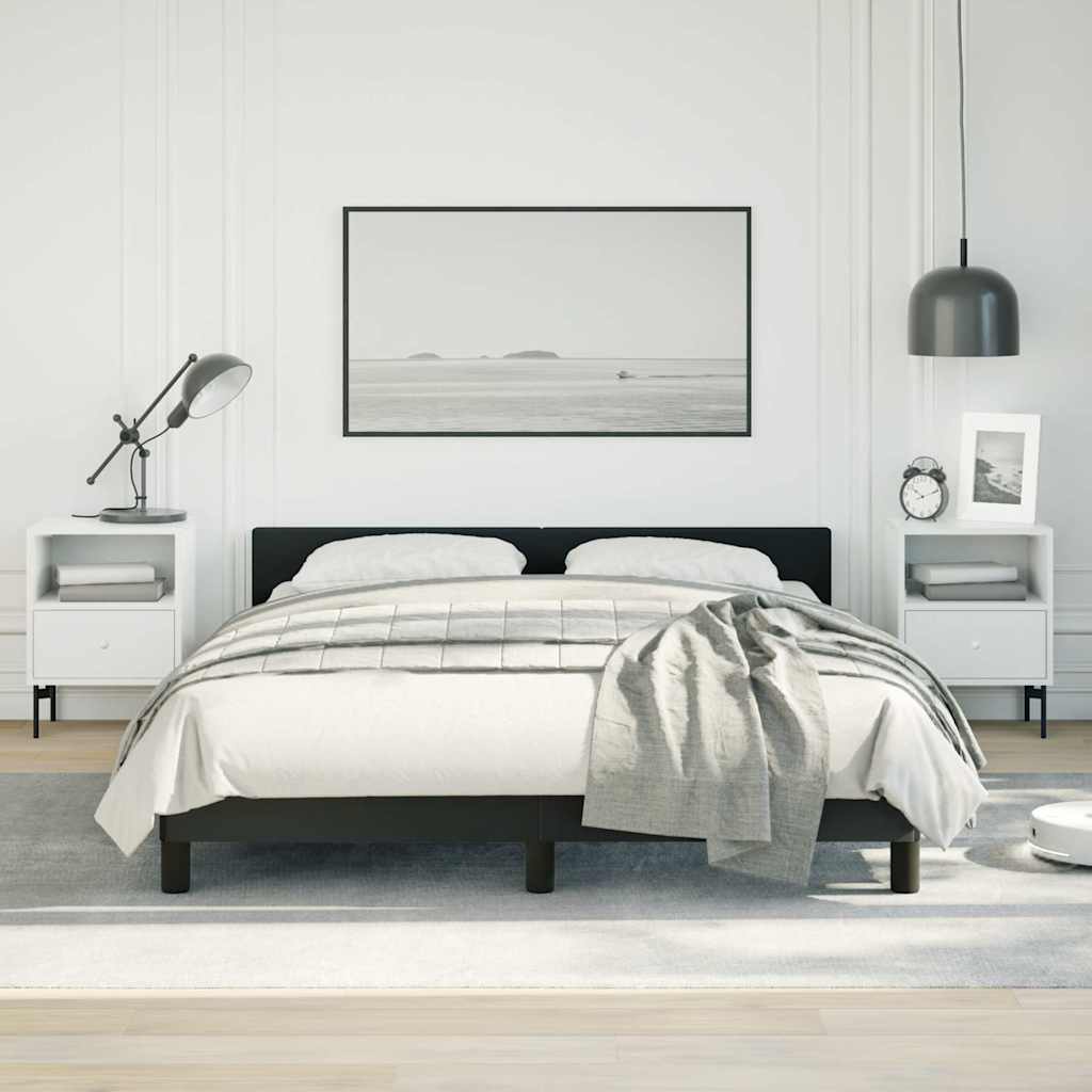 Bed Frame without Mattress Black Queen Faux Leather