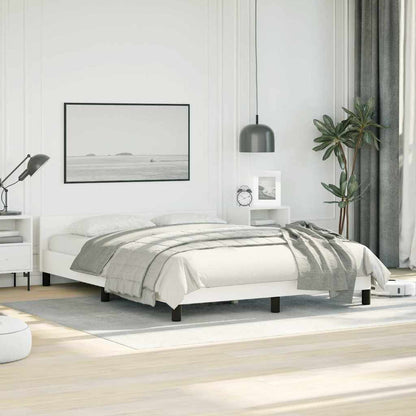 Bed Frame without Mattress White Queen Faux Leather