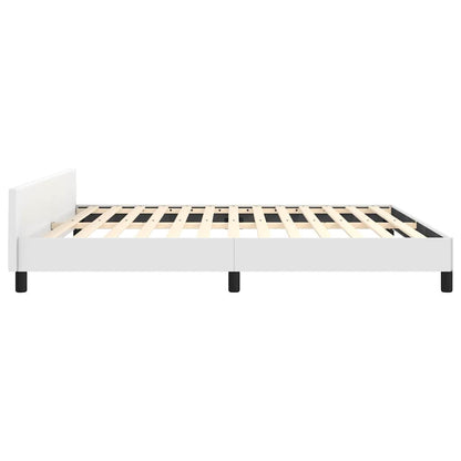 Bed Frame without Mattress White Queen Faux Leather