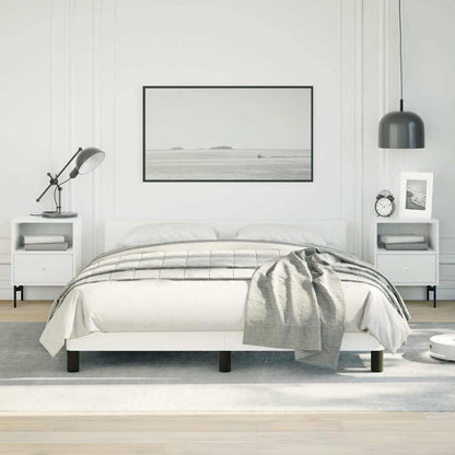 Bed Frame without Mattress White Queen Faux Leather