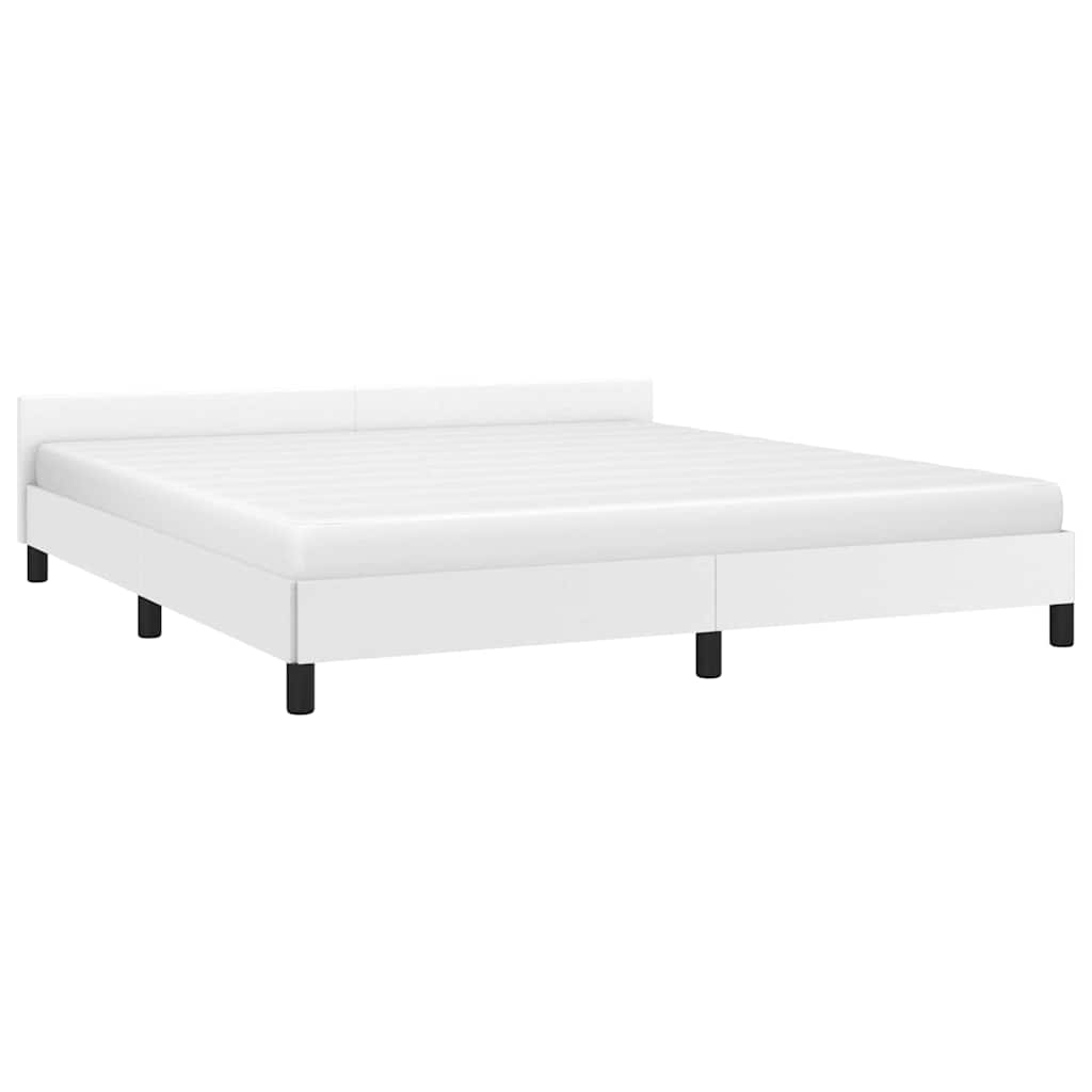Bed Frame without Mattress White King Faux Leather