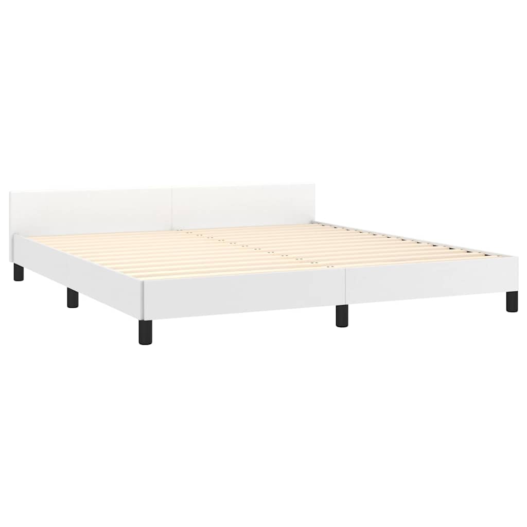 Bed Frame without Mattress White King Faux Leather