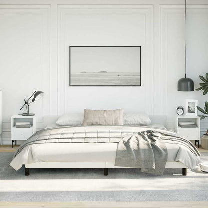 Bed Frame without Mattress White King Faux Leather