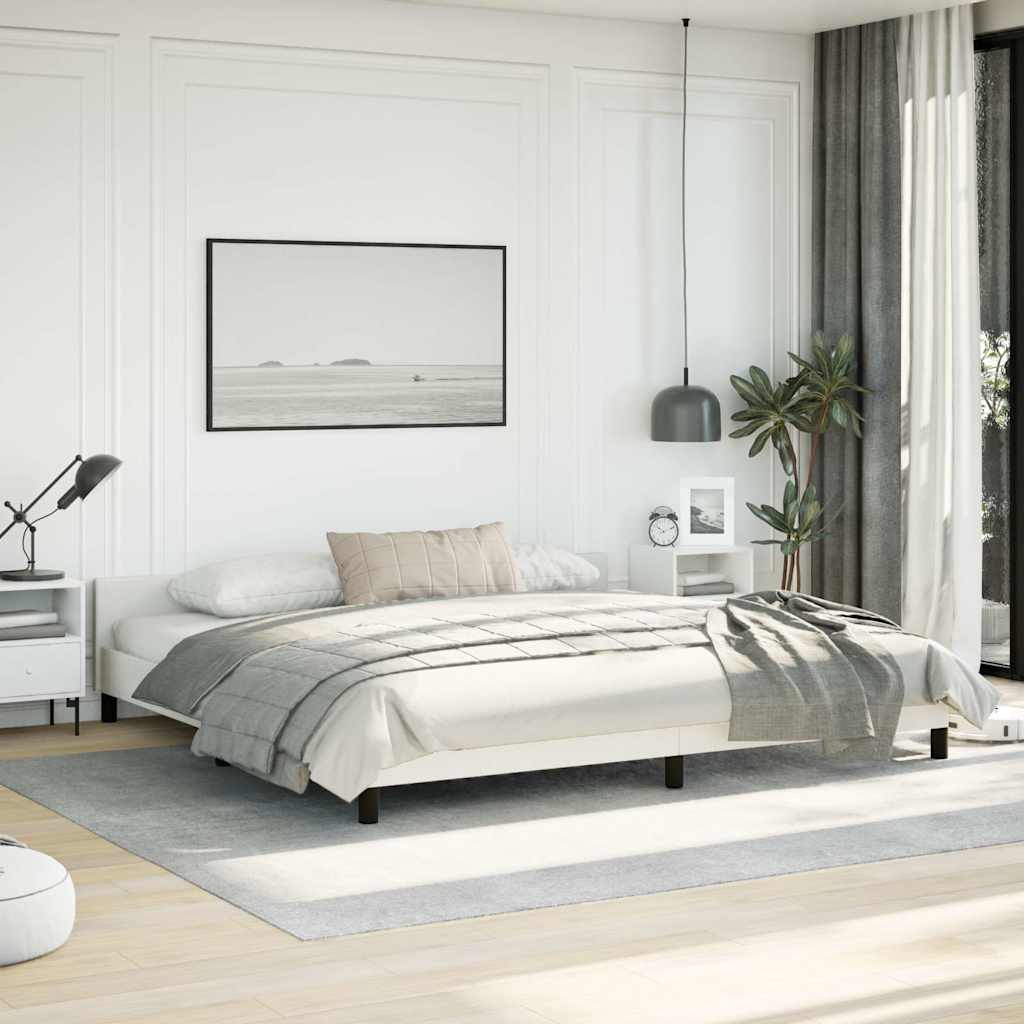 Bed Frame without Mattress White California King Faux Leather