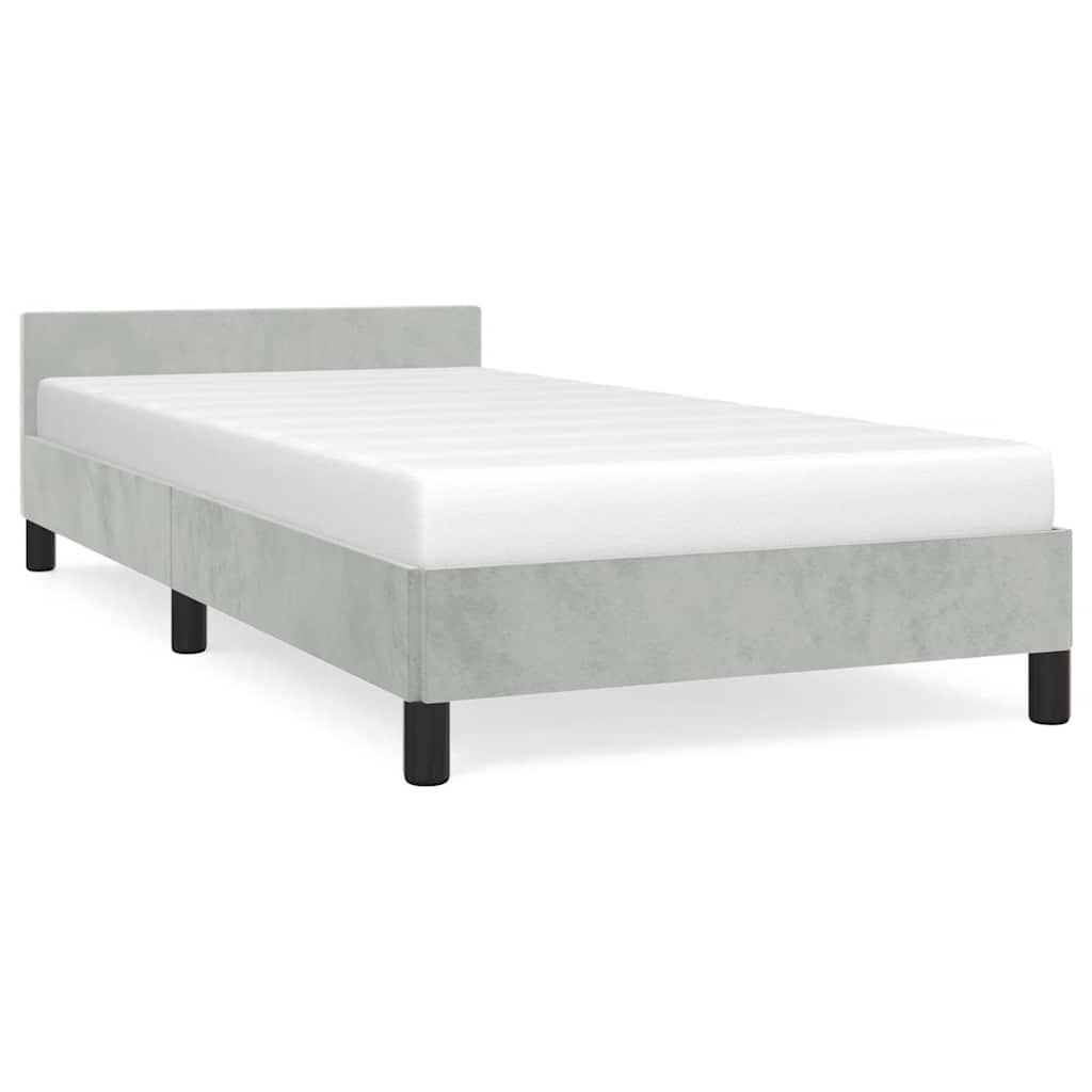 Bed Frame without Mattress Light Gray Twin Velvet