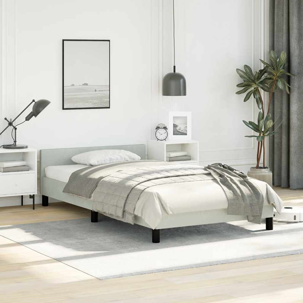 Bed Frame without Mattress Light Gray Twin Velvet