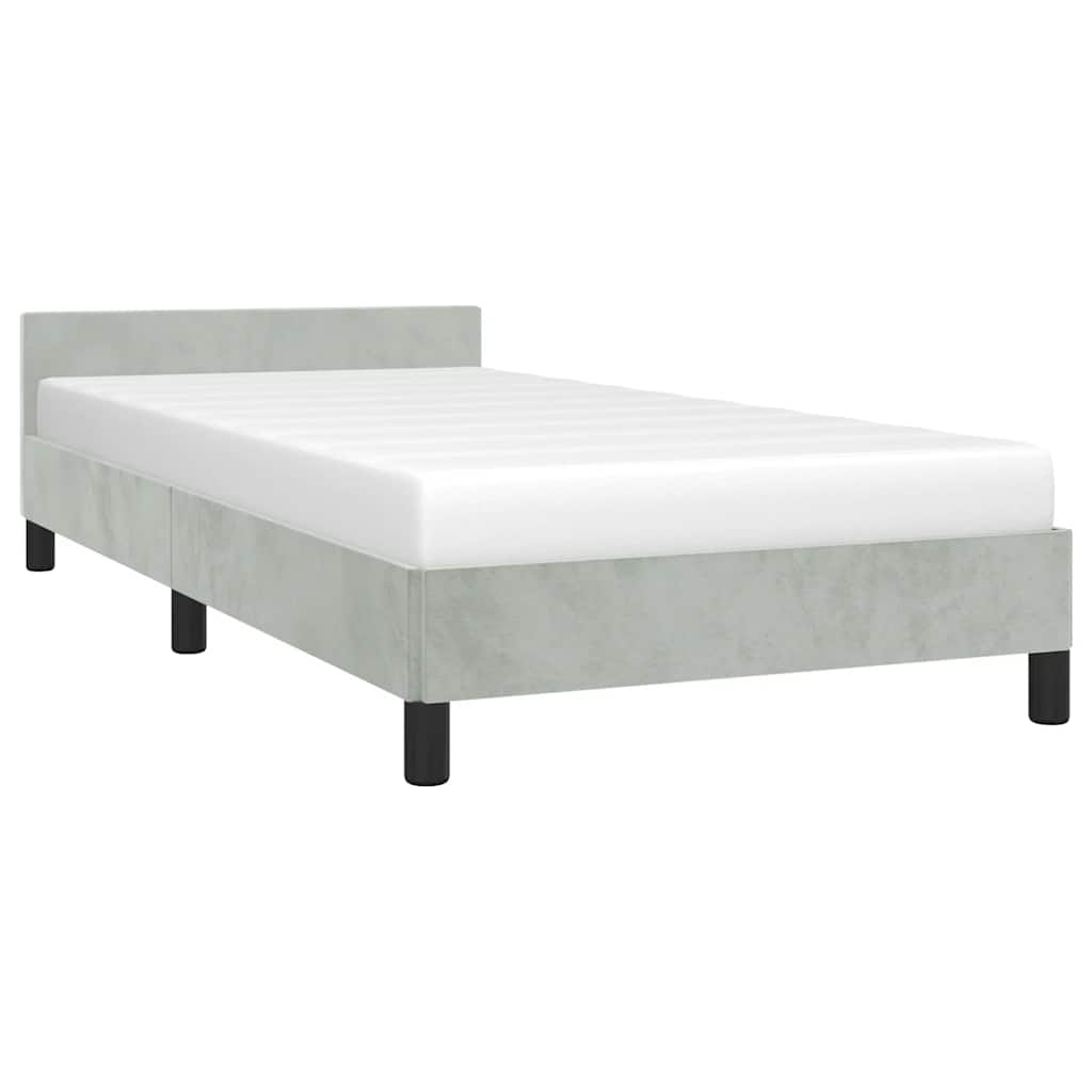 Bed Frame without Mattress Light Gray Twin Velvet