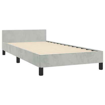 Bed Frame without Mattress Light Gray Twin Velvet