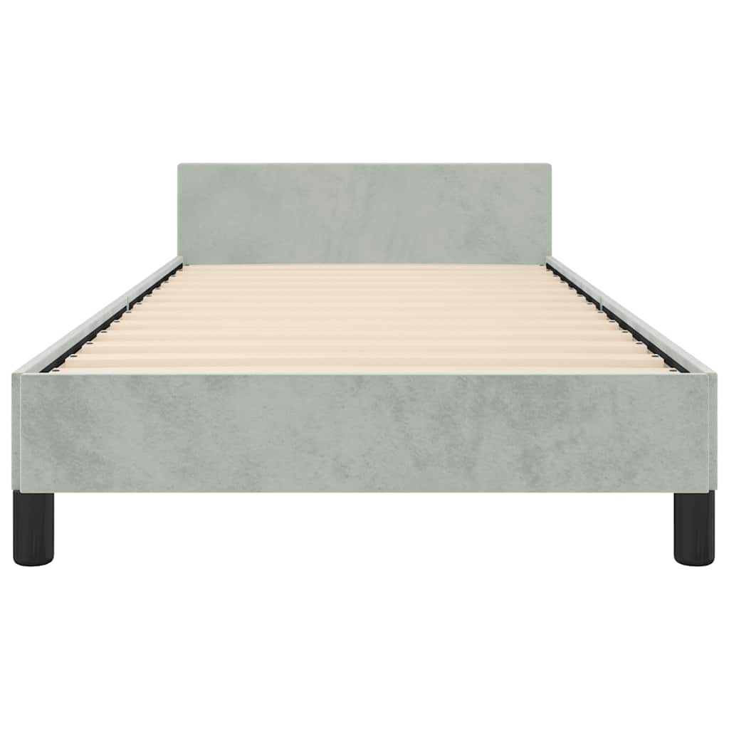 Bed Frame without Mattress Light Gray Twin Velvet