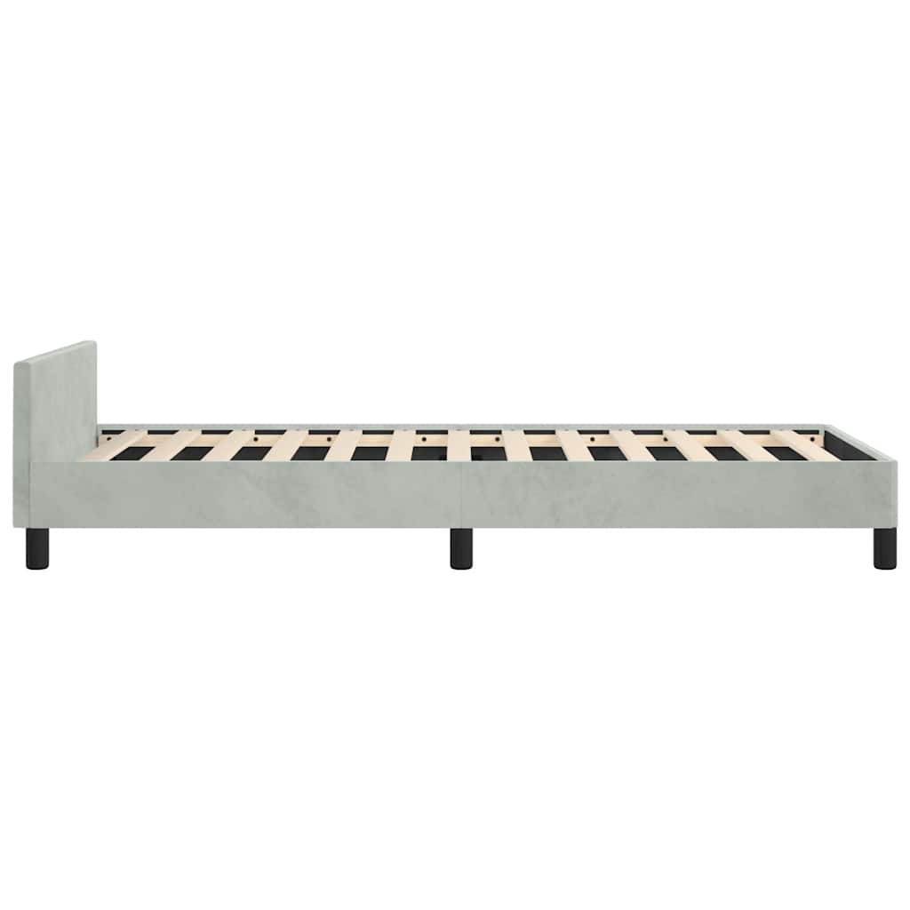 Bed Frame without Mattress Light Gray Twin Velvet