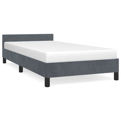 Bed Frame without Mattress Dark Grey Twin Velvet