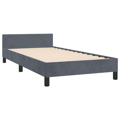 Bed Frame without Mattress Dark Grey Twin Velvet