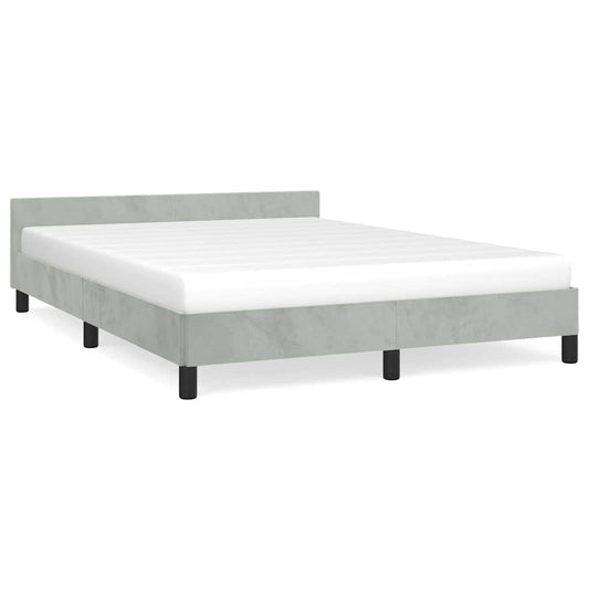 Bed Frame without Mattress Light Grey Queen Velvet
