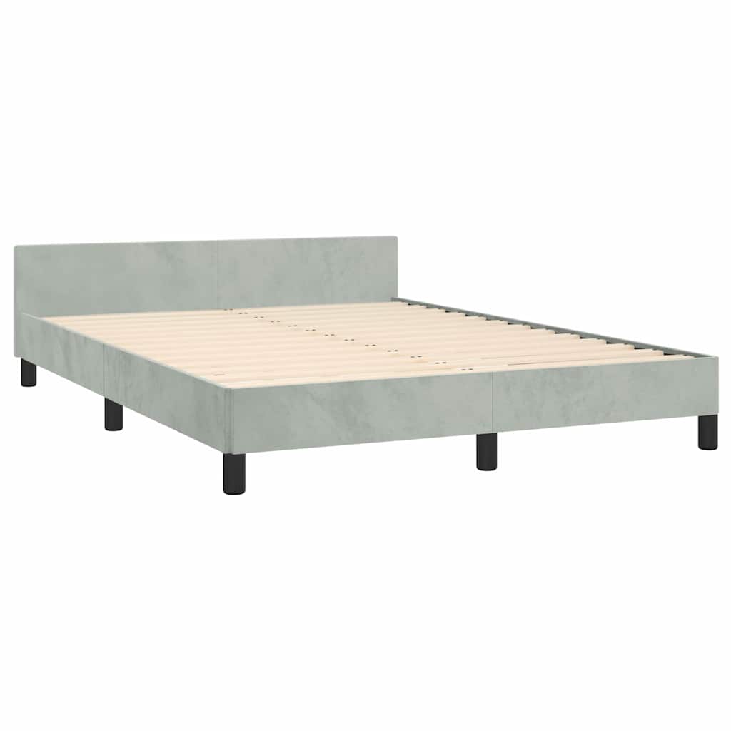 Bed Frame without Mattress Light Grey Queen Velvet