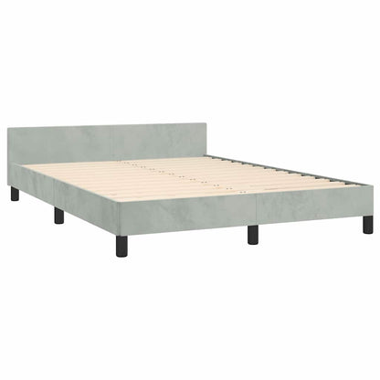 Bed Frame without Mattress Light Grey Queen Velvet