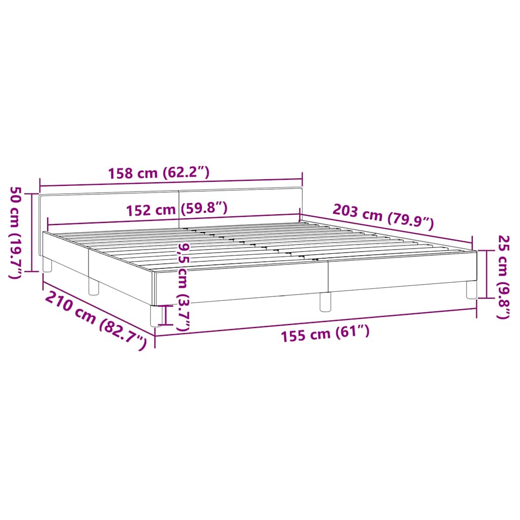Bed Frame without Mattress Light Grey Queen Velvet